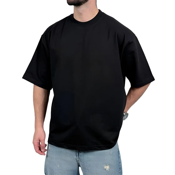 560x560 تیشرت ساده بیسیک قواره باکسی مشکی - Image 1