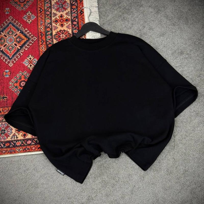 e27ef8f66bccd9598158cace20ff984d تیشرت ساده بیسیک مشکی قواره باکسی / پنبه دو نخ - Image 1