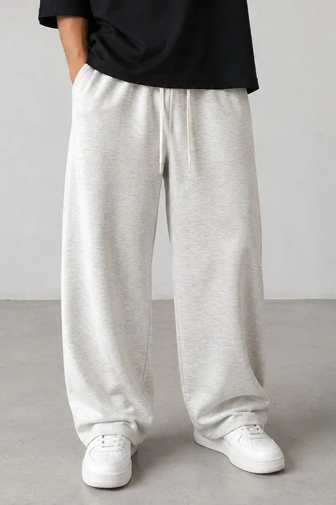Baggy-style-fabric-pants-premium-Oisou-fabric-white-color-heroshoop.webp شلوار پارچه ای بگ استایل / پارچه درجه یک اویشو / رنگ طوسی ملانژ 4008 - Image 1