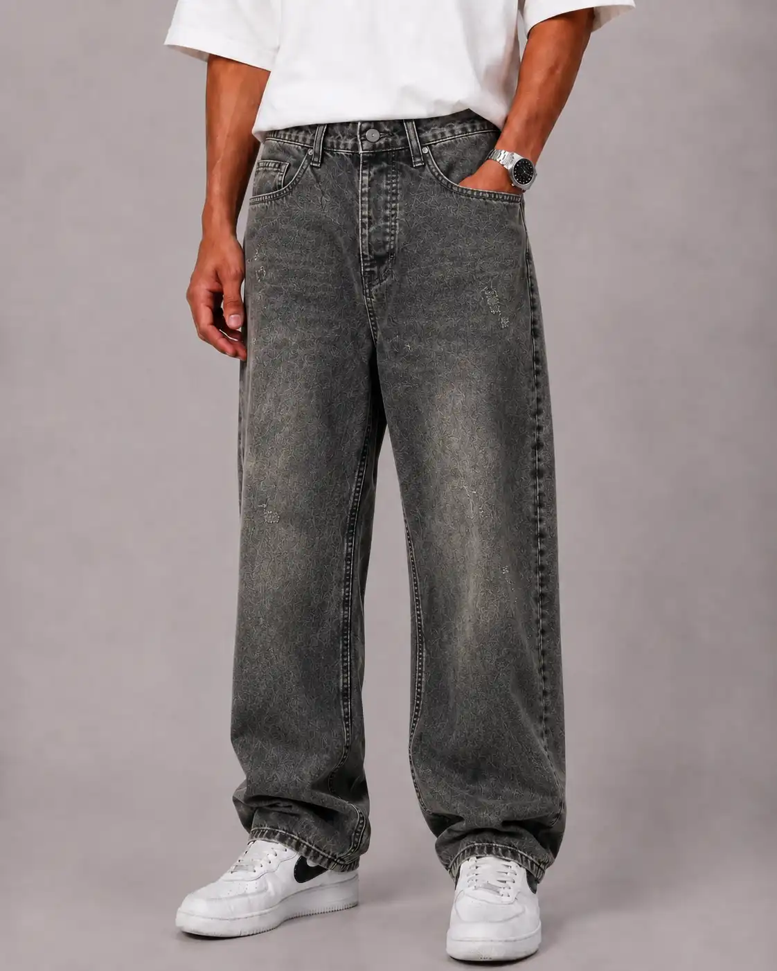 Black-bag-pants-heroshoop.webp شلوار جین قواره بگ مشکی / کد 6264 - Image 1