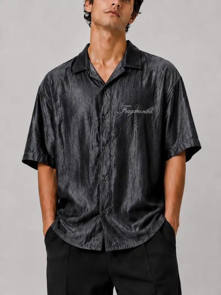 Men-Pari-Churok-Shirt-Boxy-Fit-Black-Color-heroshoop.webp پیراهن مردانه پارچه پری چروک / قواره باکسی / رنگ مشکی 4063 - Image 1