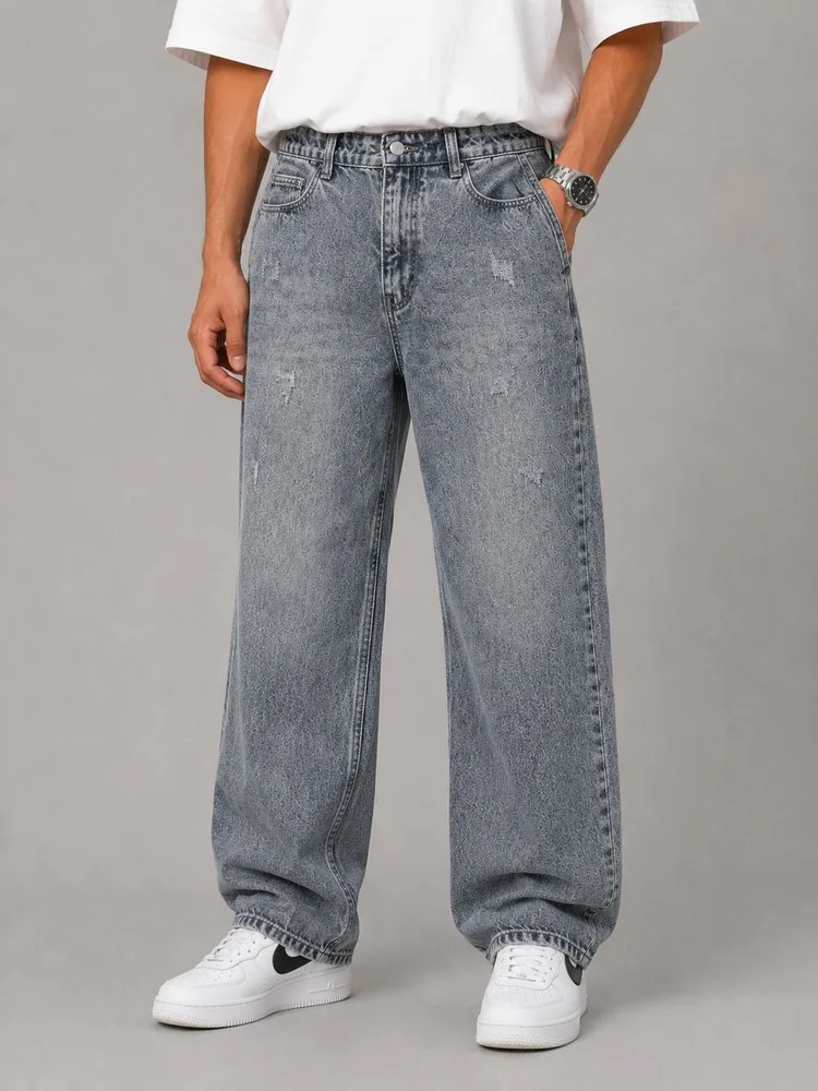 Men-baggy-style-jeans-gray-code-3020-heroshoop.webp شلوار جین مردانه بگ استایل طوسی / کد 3020 - Image 1