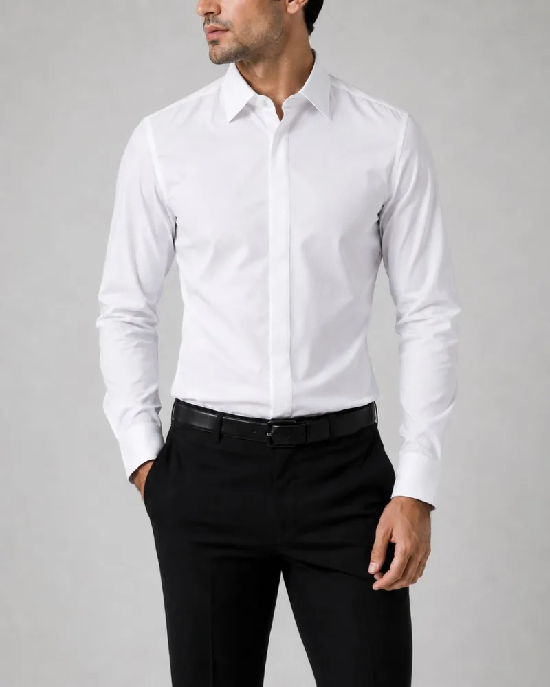 Men-formal-white-shirt-with-hidden-buttons-heroshoop.webp پیراهن مردانه رسمی سفید دکمه مخفی - Image 1