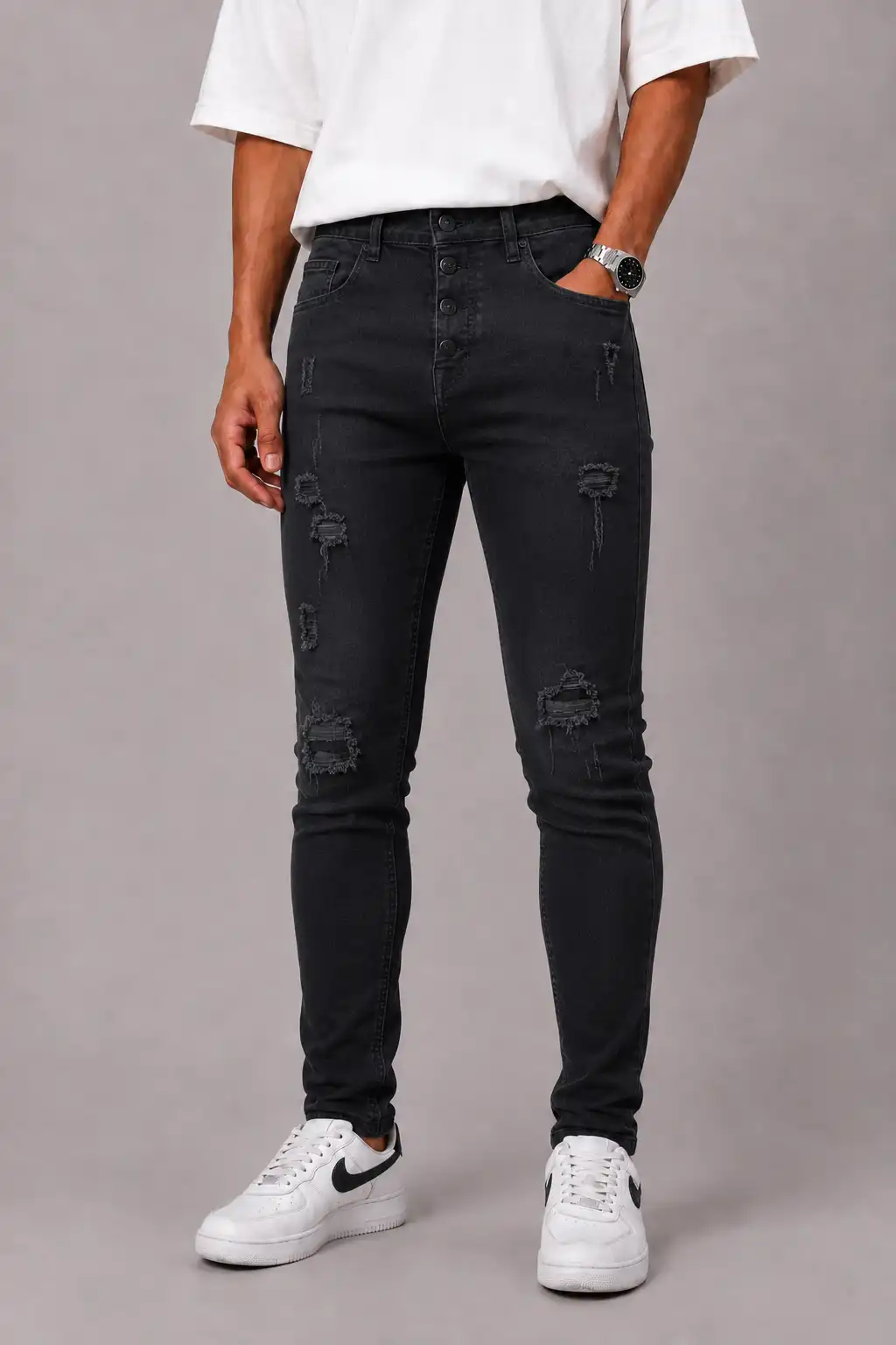 Mens-black-skinny-jeans-heroshoop.webp شلوار جین مردانه اسکینی مشکی / کد 3/15/5 - Image 1