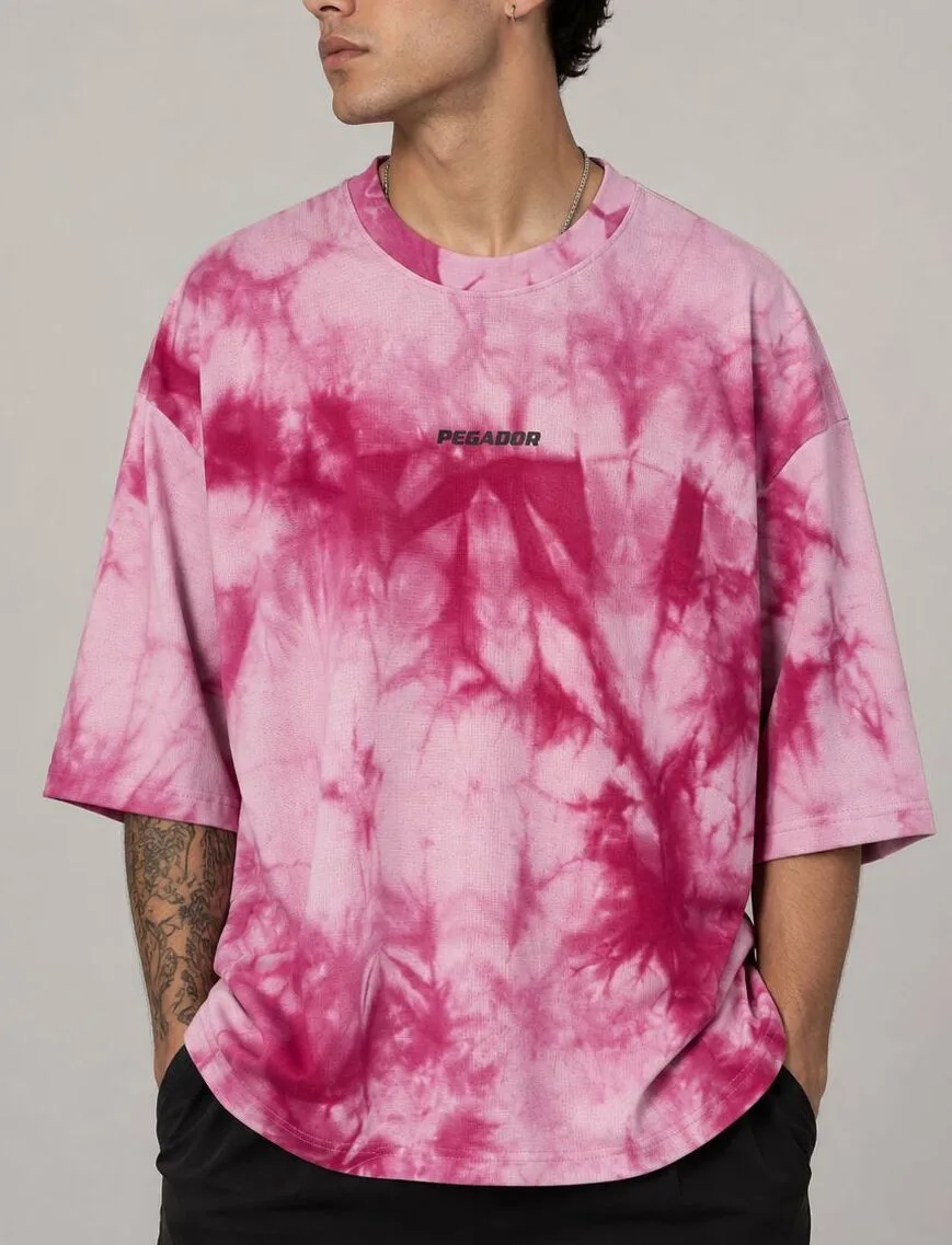 Pink-watercolor-t-shirt-heroshoop.webp تیشرت اسپرت آبرنگی پارچه پنبه بیسکوییتی / رنگ صورتی / کد 27143 - Image 1