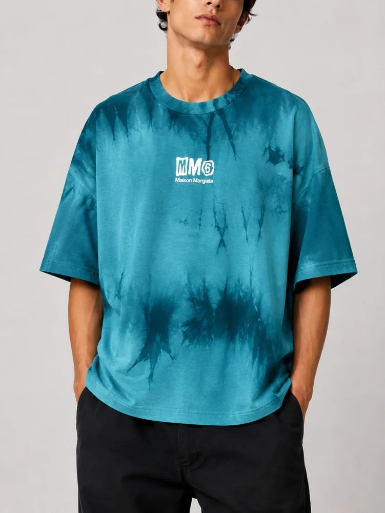 Turquoise-colored-watercolor-biscuit-pattern-cotton-sports-t-shirt-heroshoop.webp تیشرت اسپرت آبرنگی پارچه پنبه بیسکوییتی / رنگ فیروزه ای / کد 27145 - Image 1