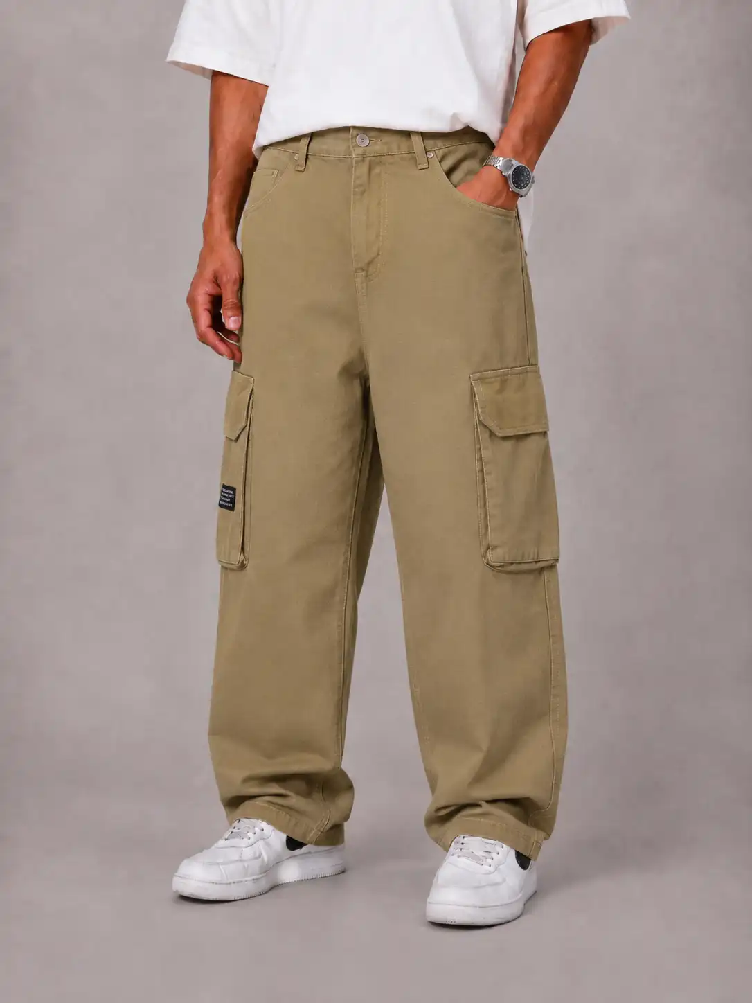 Yellow-cargo-pants-heroshoop.webp شلوار کارگو بگ استایل رنگ کرم - Image 1