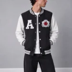 Boxy-fit-bomber-style-sweatshirt-with-embroidery-Black-White-Brushed-3-thread-cotton-French-terry-www.heroshoop.com-