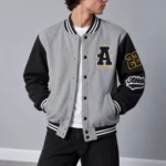 Heavyweight-French-terry-bomber-sweatshirt-Embroidered-A-design-Grey-and-black-WWW.HEROSHOOP.COM-view-1.webp