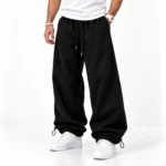 Black-Baggy-Joggers-3-thread-cotton-French-terry-with-fleece-lining-Adjustable-cuffs-with-toggle-stoppers-Code-8001-www.heroshoop.com-view-1.webp