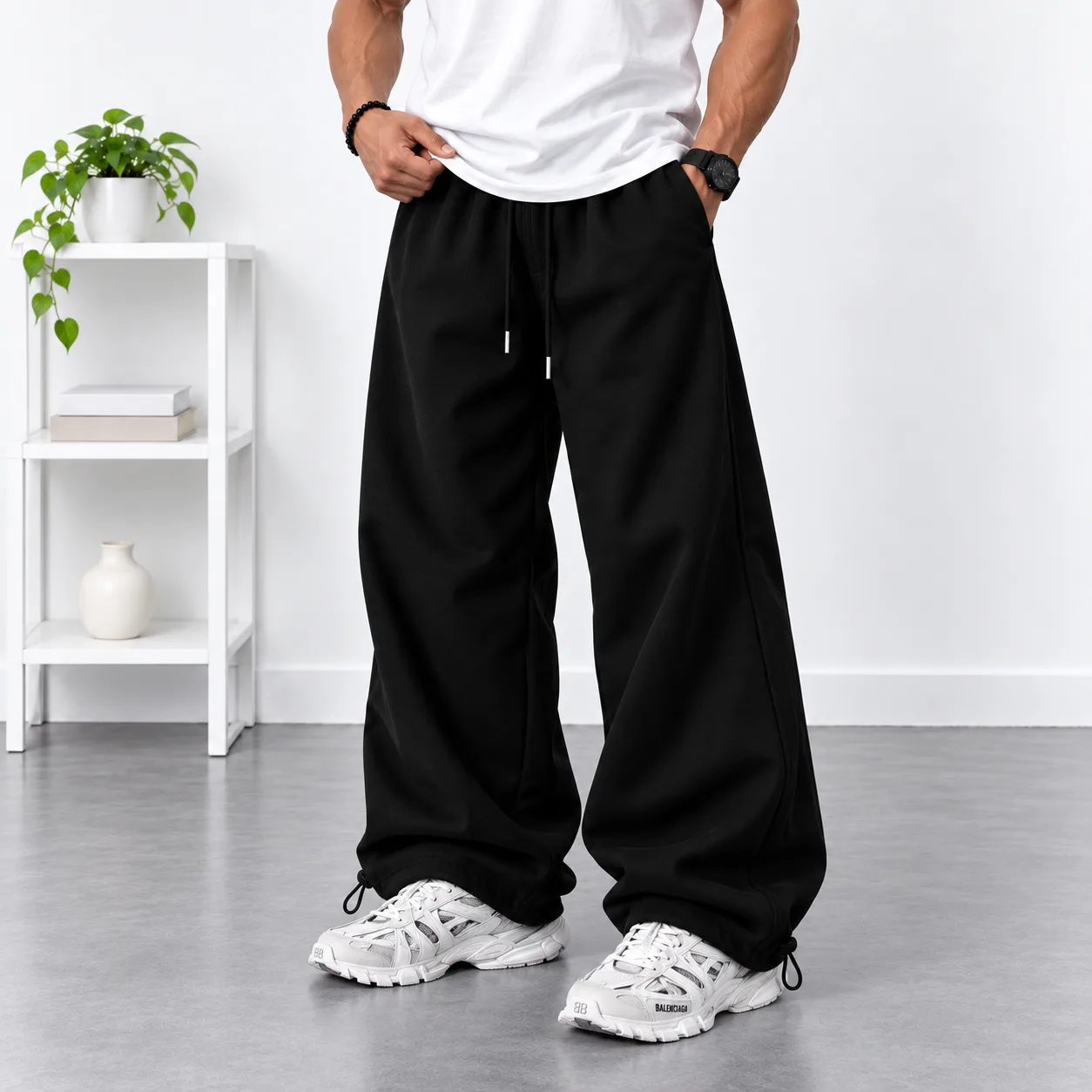 Black Baggy Joggers Adjustable Toggle Cuffs Code 8001 www.heroshoop.com View 1 Black-Baggy-Joggers-Adjustable-Toggle-Cuffs-Code-8001-www.heroshoop.com-View-1.webp